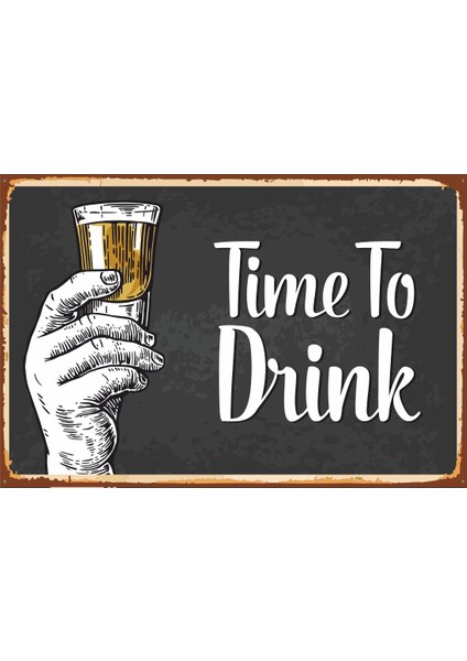 Timo To Drink Içki Zamanı Retro Vintage Ahşap Poster