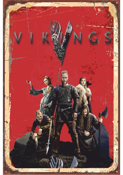 Vikings Retro Vintage Ahşap Poster