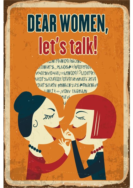 Konuşan Kadınlar Retro Vintage Ahşap Poster