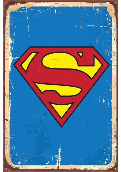 Superman Logo Retro Vintage Ahşap Poster