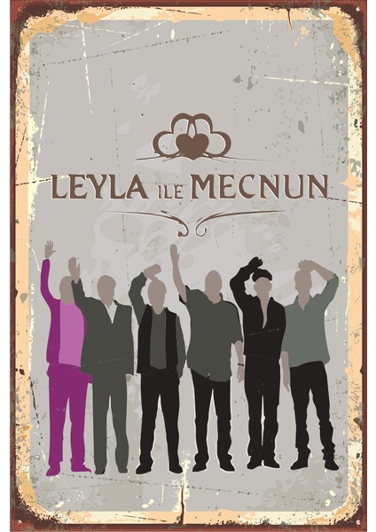 Leyla ile Mecnun Miniminal Retro Vintage Ahşap Poster