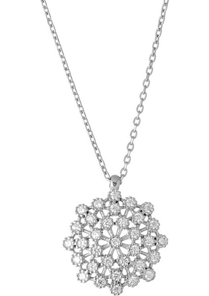 Kar Tanesi Semböllü Tasarım Gümüş Kadın Kolye