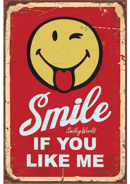 Gülümse Retro Vintage Ahşap Poster