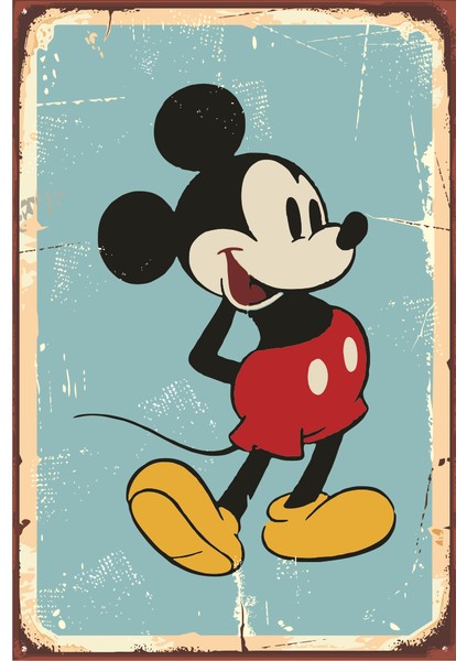 Hayat Poster Disney Micky Mause Retro Vintage Ahşap Poster