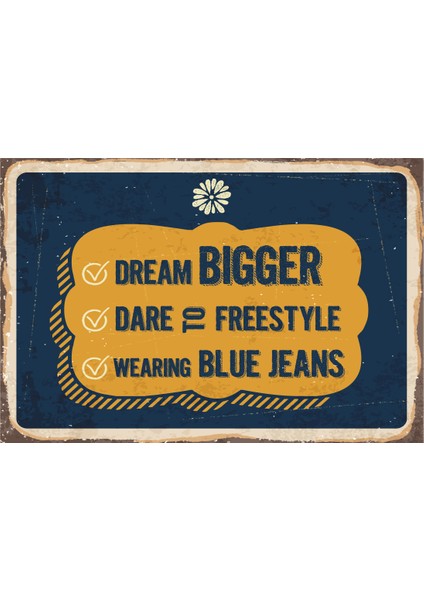 Blue Jeans Retro Vintage Ahşap Poster