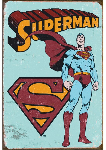 Süpermen Retro Vintage Ahşap Poster