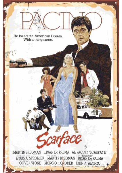 Al Pacino Scarface Sinema Retro Vintage Ahşap Poster