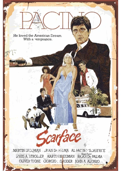 Hayat Poster Al Pacino Scarface Sinema Retro Vintage Ahşap Poster