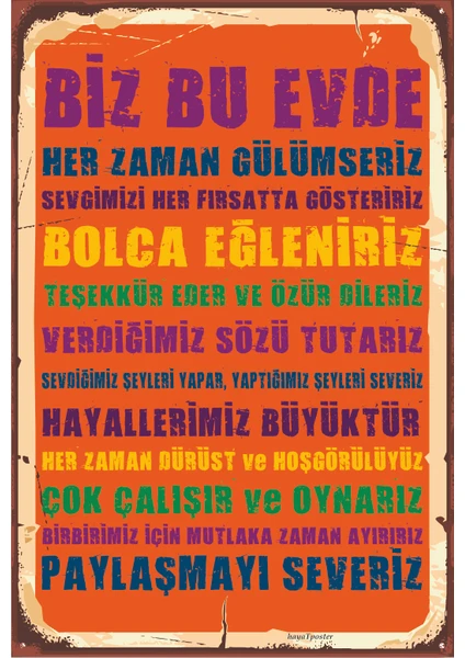 Hayat Poster Mutlu Aile Tablosu Retro Vintage Ahşap Poster