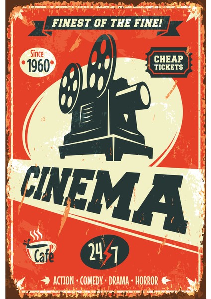 Sinema Retro Vintage Ahşap Poster