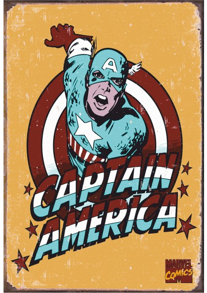 Captain America Retro Vintage Ahşap Poster