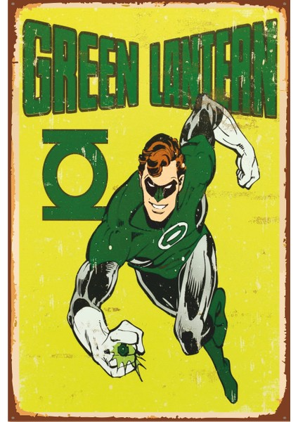 Green Lantean Marvel Retro Vintage Ahşap Poster