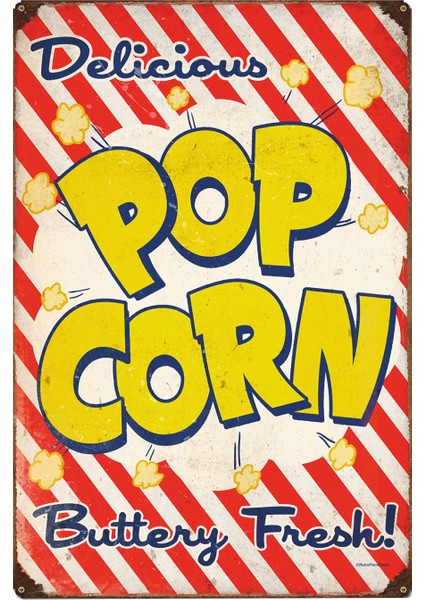 Pop Corn Retro Vintage Ahşap Poster