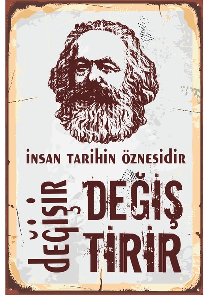 Karl Marks Retro Vintage Ahşap Poster