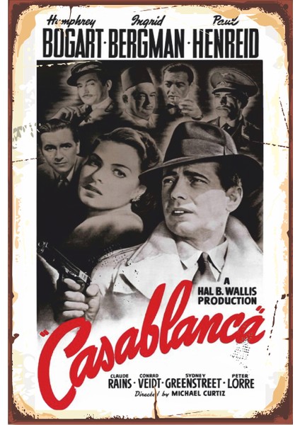 Casablanca Retro Vintage Ahşap Poster