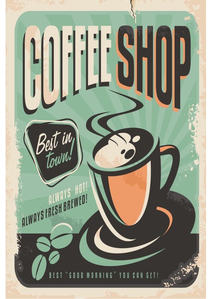 Hayat Poster Coffee Shop Retro Vintage Ahşap Poster