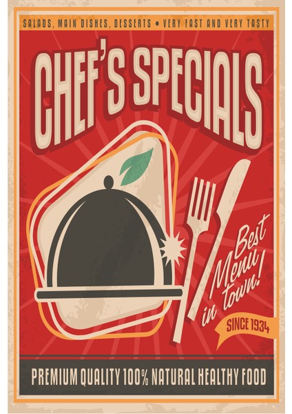 Şefin Spesiali Retro Vintage Ahşap Poster