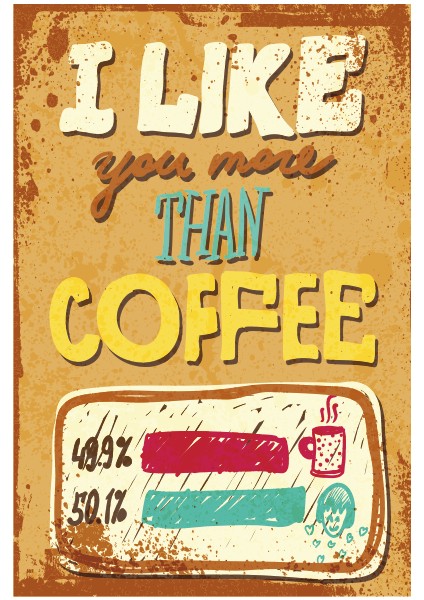Seni Kahveden Daha Çok Seviyorum Retro Vintage Ahşap Poster