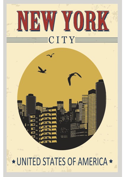 Amerika New Yok Retro Vintage Ahşap Poster