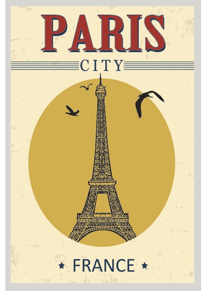 Fransa Paris Retro Vintage Ahşap Poster