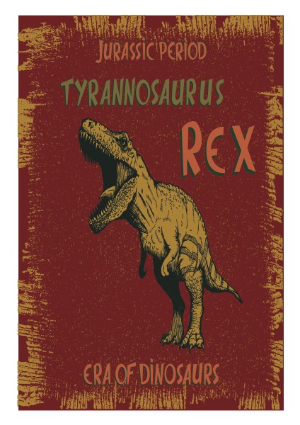 T Rex Dinozor Retro Vintage Ahşap Poster