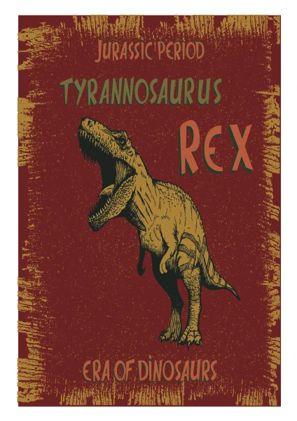 Hayat Poster T Rex Dinozor Retro Vintage Ahşap Poster