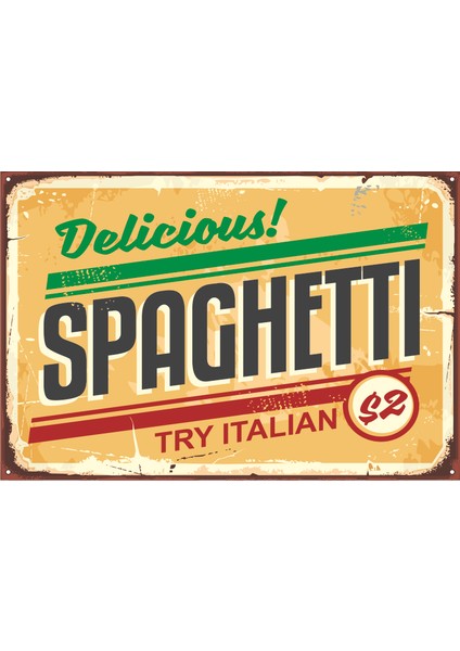 Spagetti Retro Vintage Ahşap Poster