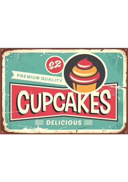 Cupcakes Retro Vintage Ahşap Poster