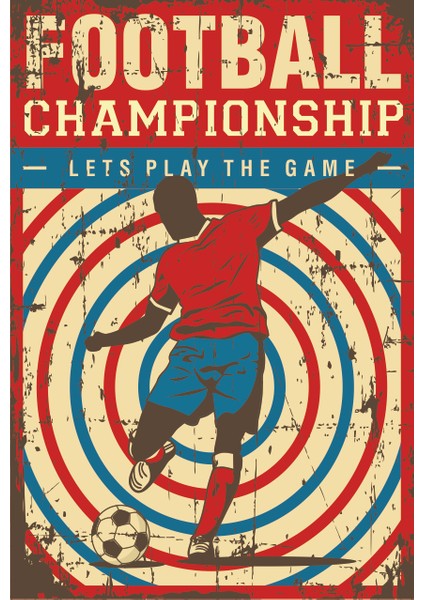 Futbol Sampiyonası Retro Vintage Ahşap Poster