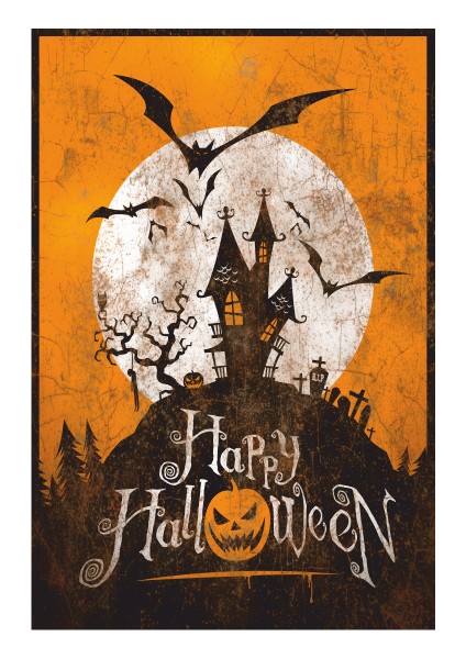 Halloween Cadılar Bayramı Retro Vintage Ahşap Poster