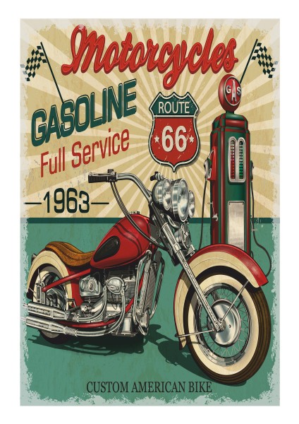 Retro Motor Retro Vintage Ahşap Poster