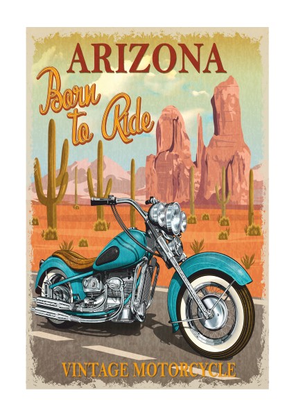 Arizona Motor Retro Vintage Ahşap Poster