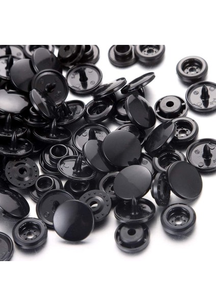 Plastik Siyah Çıt Çıt Düğme 12,5 mm 200 Set