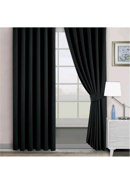 Evdepo Home Hazır Karartma Blackout Pilesiz Fon Perde Siyah 80 x 240 cm