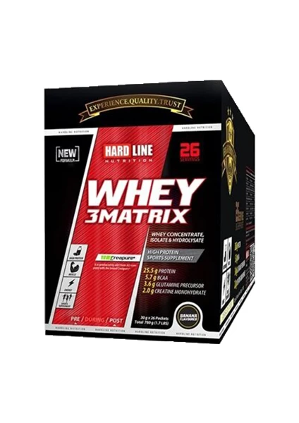 Hardline Whey 3 Matrix 30 gr 26 Saşe Protein Tozu Muz Aromalı