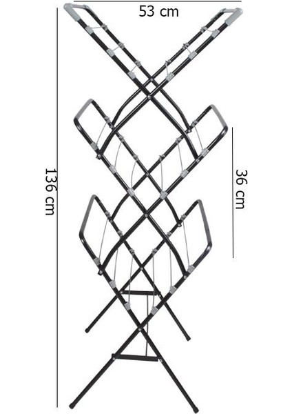 -Mira Pratik Katlanır Çamaşır Kurutmalık Askısı Portatif 3 Katlı Gri