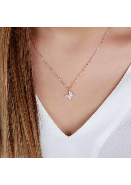 Kelebek Tasarım Gümüş Kadın Kolye fiyatları