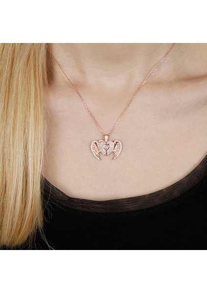 Kalpli Kanat Tasarım Gümüş Kadın Kolye