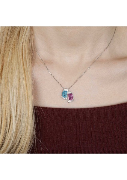 Ayak Izi Tasarım Gümüş Kadın Kolye