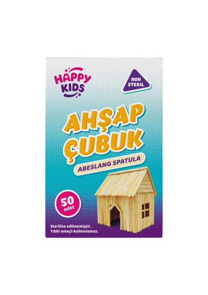 Abeslang Ahşap Spatula Naturel Geniş Dil Basma Çubuğu 50'li