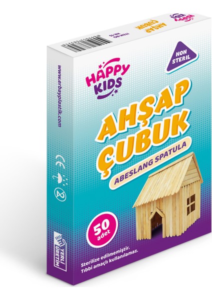 Abeslang Ahşap Spatula Naturel Geniş Dil Basma Çubuğu 50'li