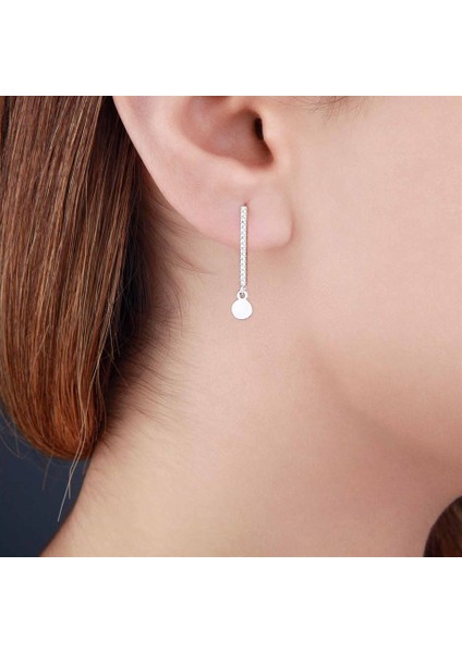 Pullu Sallantılı Tasarım Kadın Gümüş Küpe