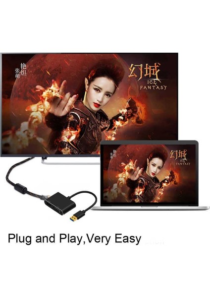 2in1 USB 3.0 HDMI VGA Hd Video Dönüştürücü Adaptör