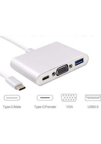 Type C To VGA USB 3.0 Çevirici Dönüştürücü Adaptör