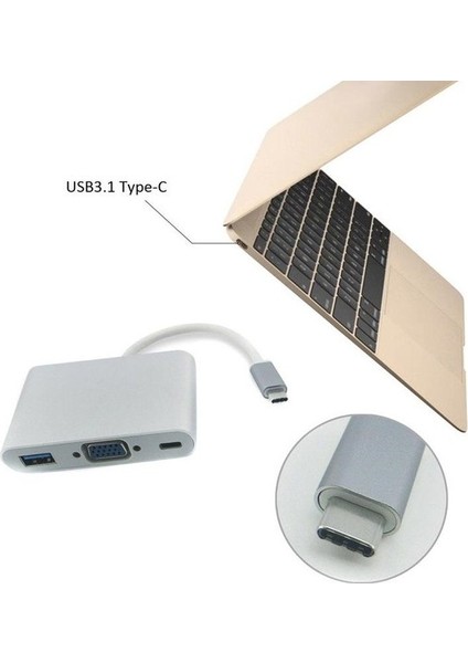 Type C To VGA USB 3.0 Çevirici Dönüştürücü Adaptör