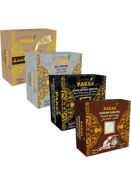 Doğal Misk + Kil + Siyah Afrika + Hamam Sabunu 150 gr x 4 Adet