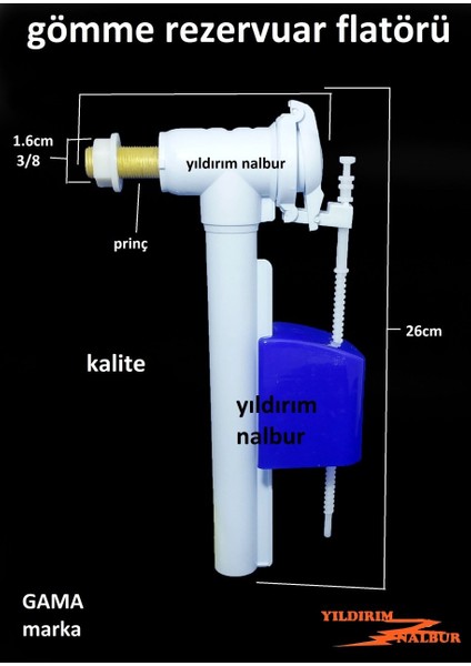 Gömme Rezervuar Flatörü 3/8 Vitra Geberit Modeli Şamandıra İç Takım Şamandırası Gama Marka