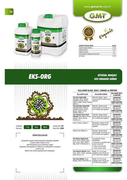 Exs-Org 5 Lt ( Bitkisel Menşeli Sıvı Organik Gübre )