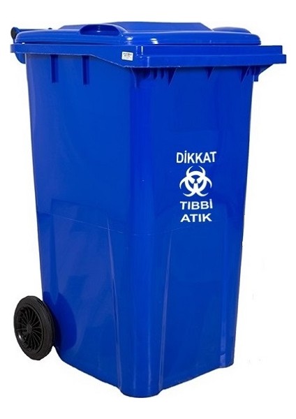 Plastik Tıbbi Atık Çöp Konteyneri 240 Litre - A+ Kalite Konteyner - Mavi