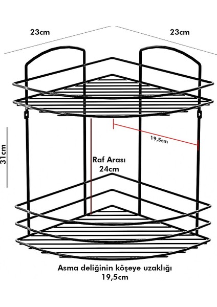 2 Katlı Banyo Duş Köşe Rafı Beyaz Bk032 fiyatları